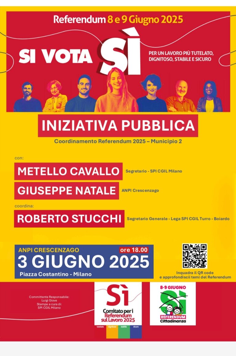 3 GIUGNO: INIZIATIVA PUBBLICA SUL REFERENDUM