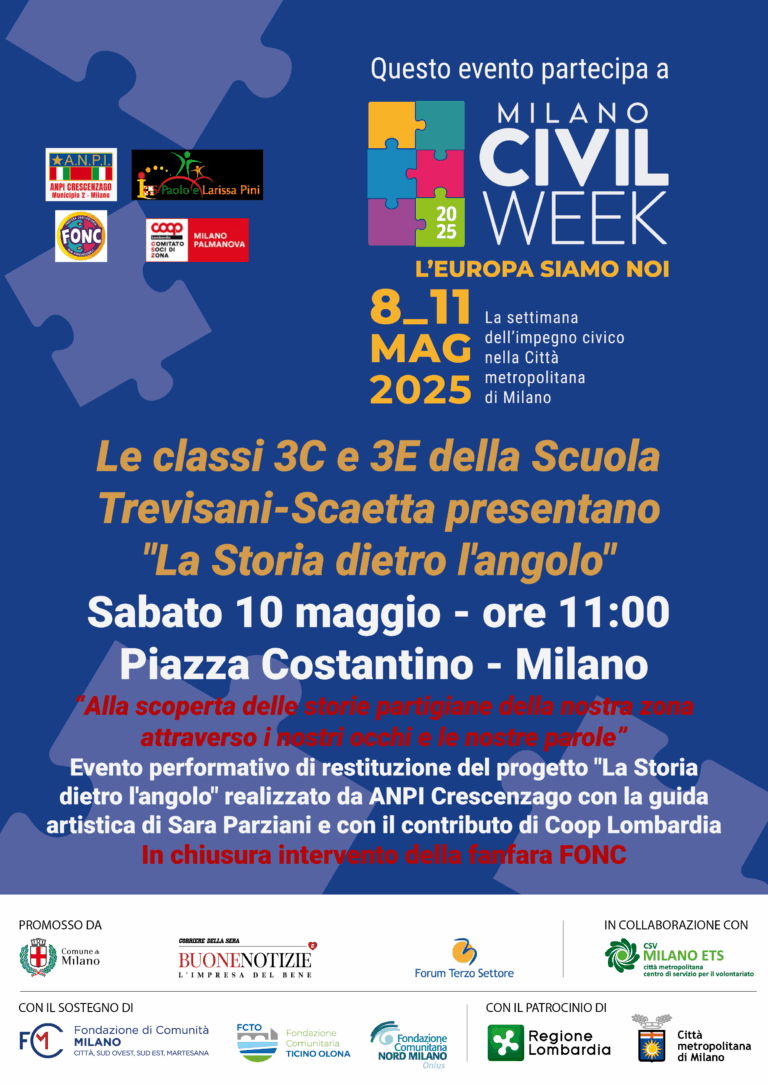 anpi CRESCENZAGO aderisce alla civil week con il progetto “la storia dietro l’angolo”